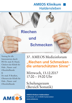 37. AMEOS Medizinforum zum Thema "Riechen und Schmecken - die unterschätzten Sinne"